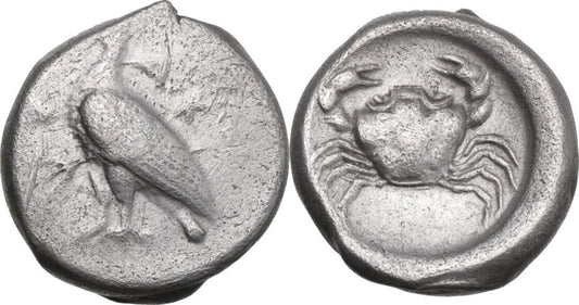 Ancient coin from Sicily Akragas silver Didrachm 478-470 BC Eagle standing left on Reverse a Crab within incuse circle.