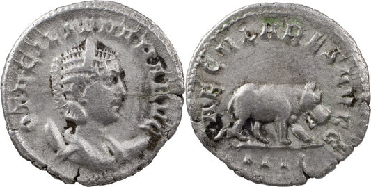 ancient Roman Empire coin, Otacilla Severa, circa 248AD,  Hippopotamus