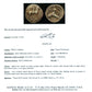 Certificate of Authenticity for a silver didrachm-stater coin with  image of boy on horseback on front and  Taras on dolphin on back of the coin 